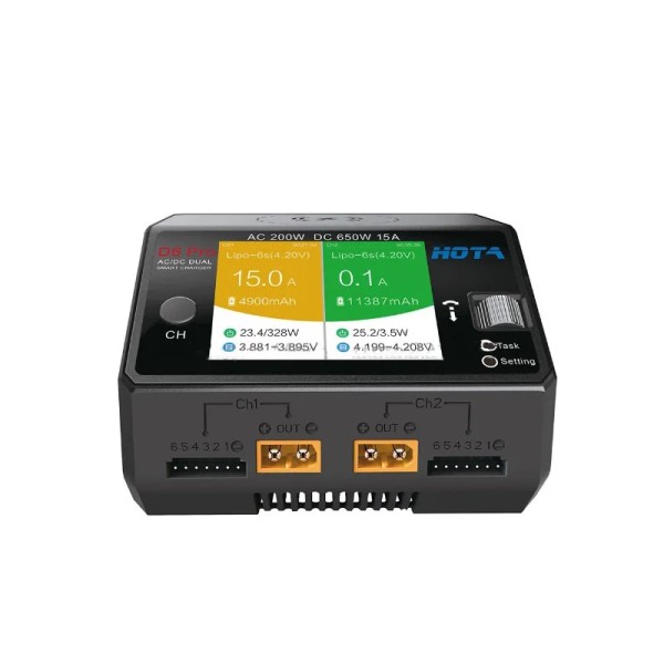 HOTA D6 Pro Smart Charger AC200W DC650W 15A per batteria LiIon NiMH per ricarica Wireless